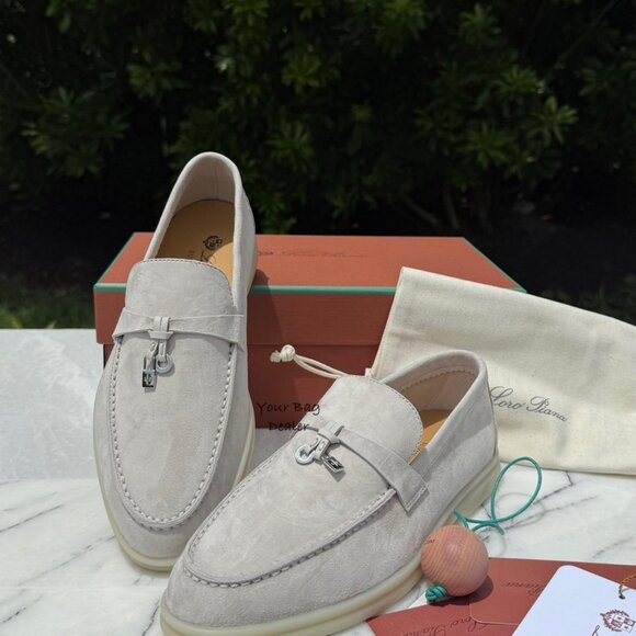 Loro Piana Women's Grey Loafers